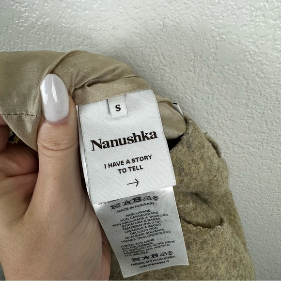 Nanushka Drew Wool Flared Trousers Pants in Pebble Tan Size Small - Picture 8 of 8